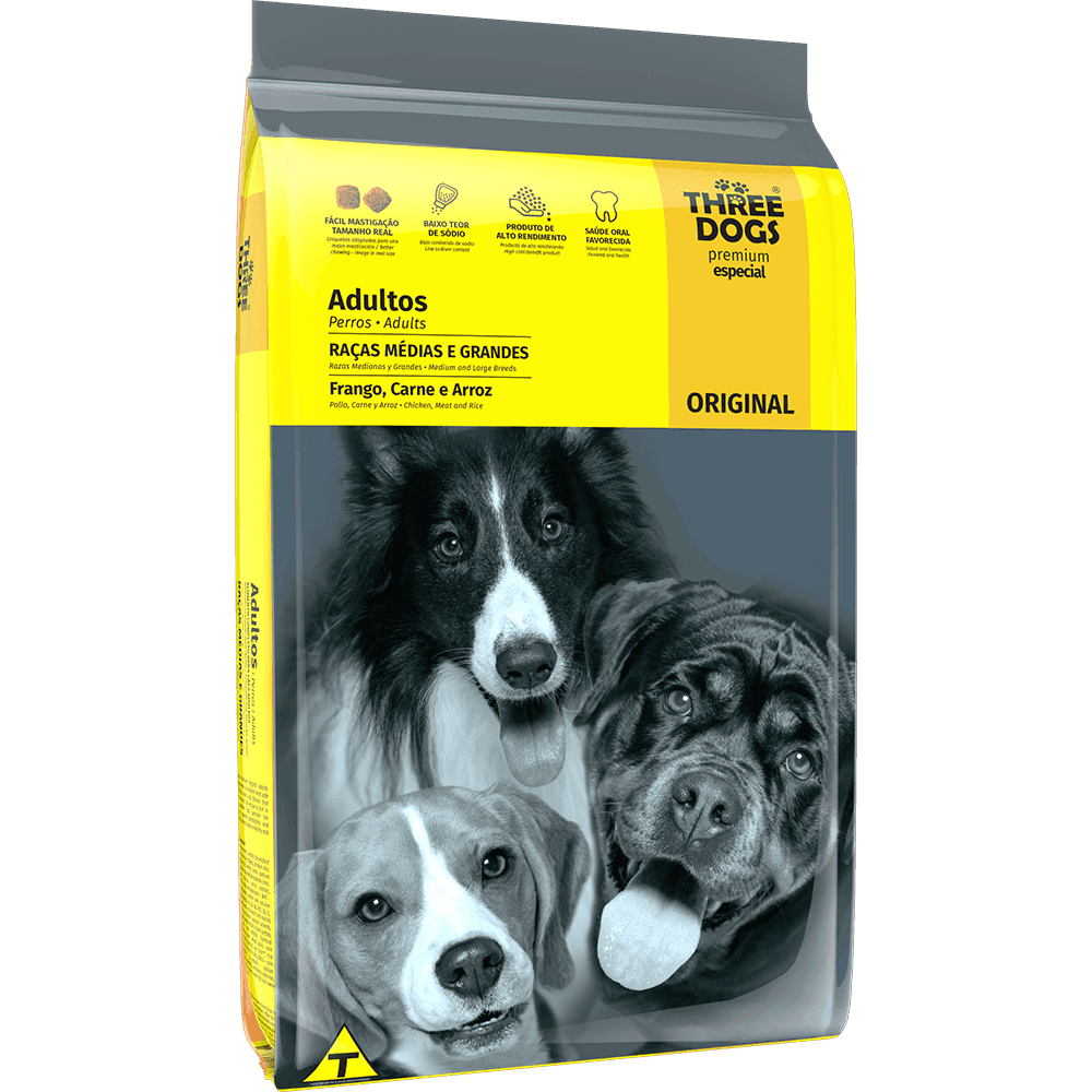 Three Dogs Original Adultos Raças Médias e Grandes 20kg