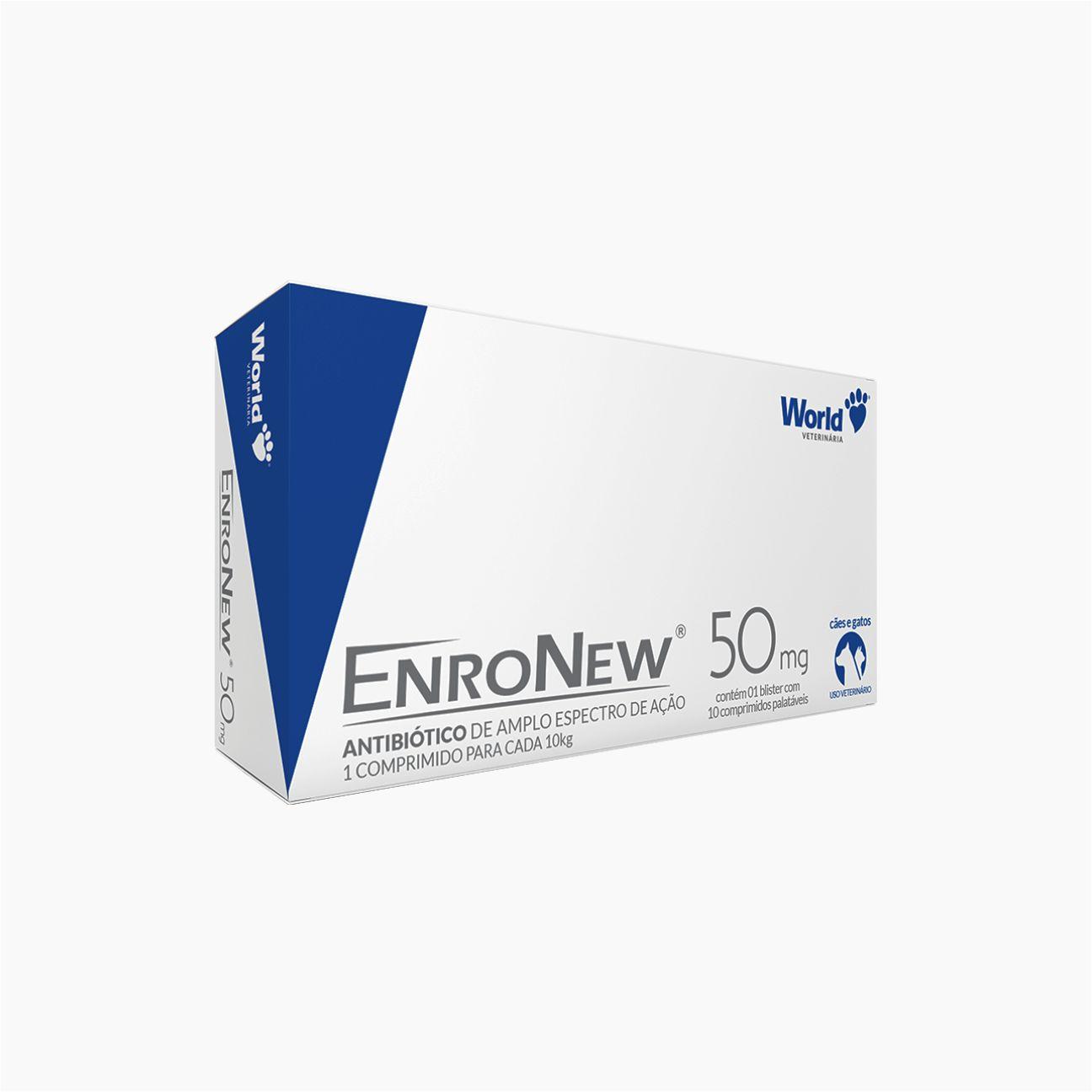 Antibiótico EnroNew World 50mg Cães e Gatos de até 10kg