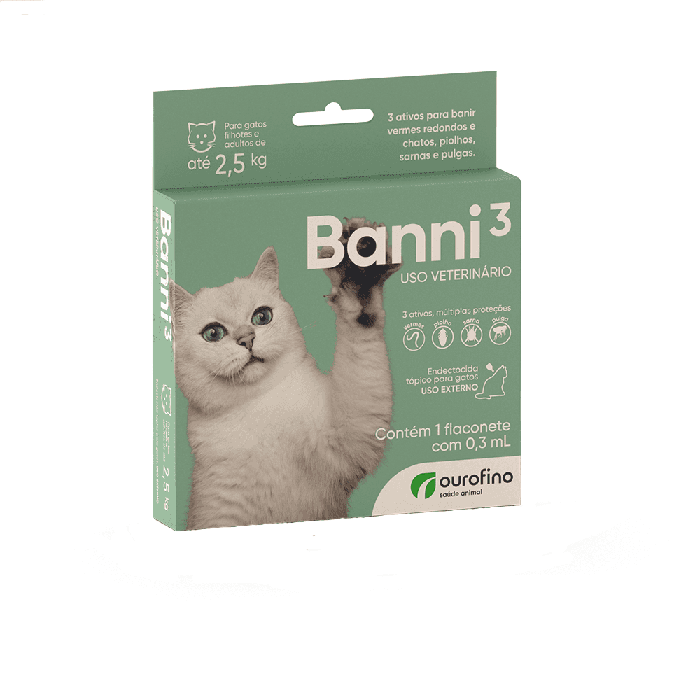 Antiparasitário Banni 3 Gatos até 2,5kg 0,3 ml