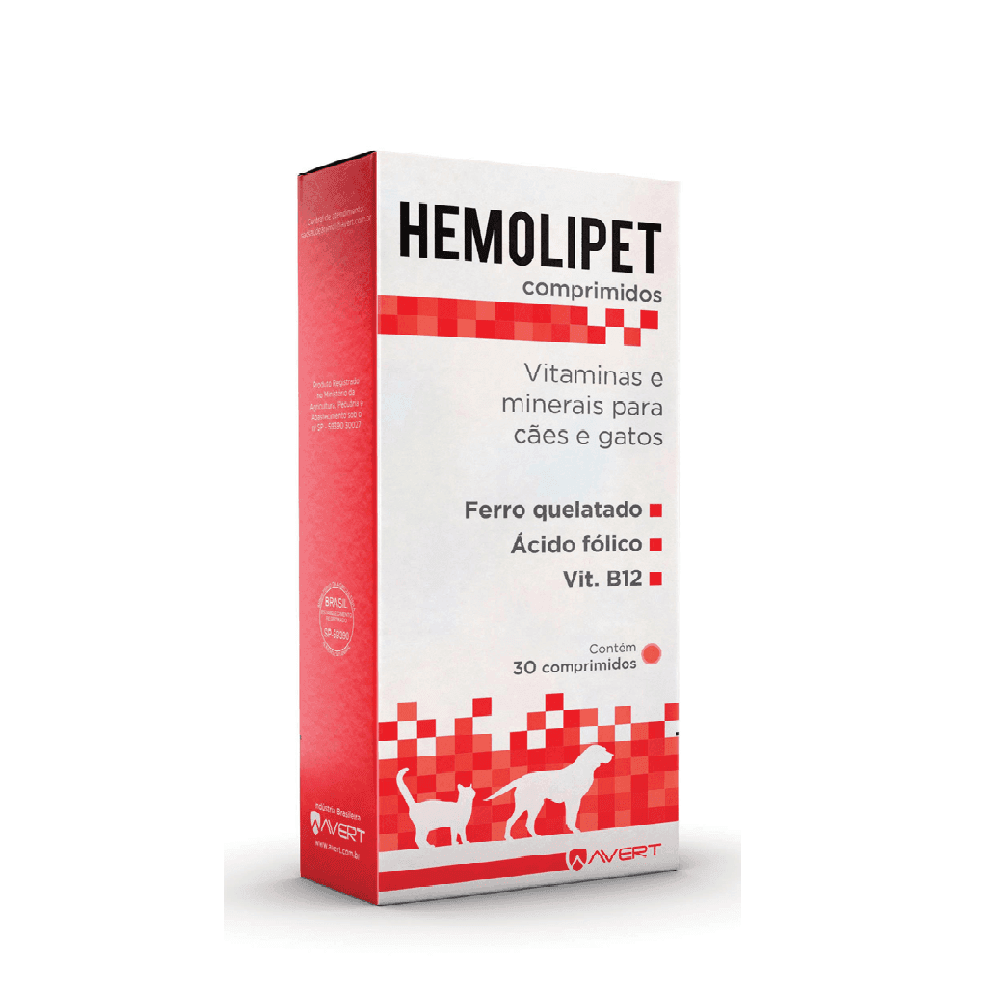 Hemolipet Suplemento Cães e Gatos Avert 30cp