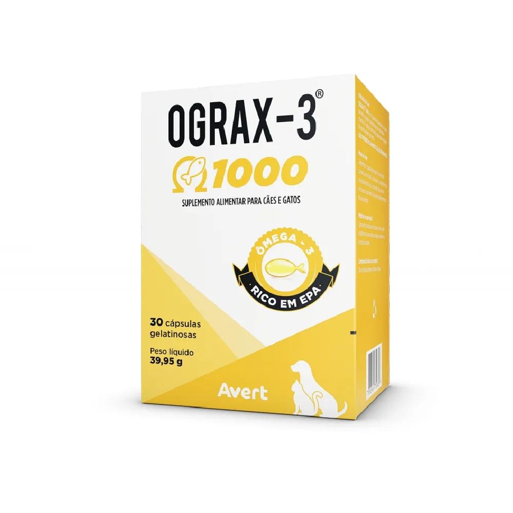 Ograx-3 Suplemento 1000mg Cães Gatos 30caps