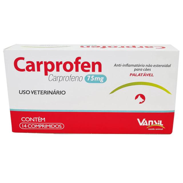 Anti-inflamatório Carprofen 75mg Cães 14Cp