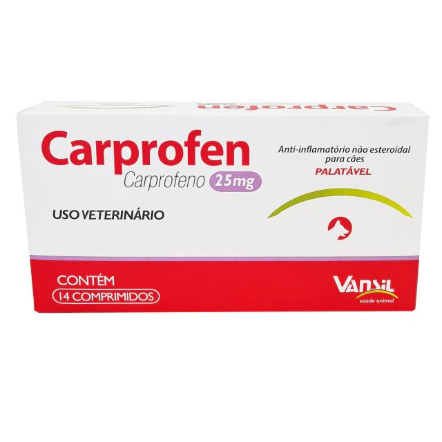 Anti-inflamatório Carprofen 25mg Cães 14Cp