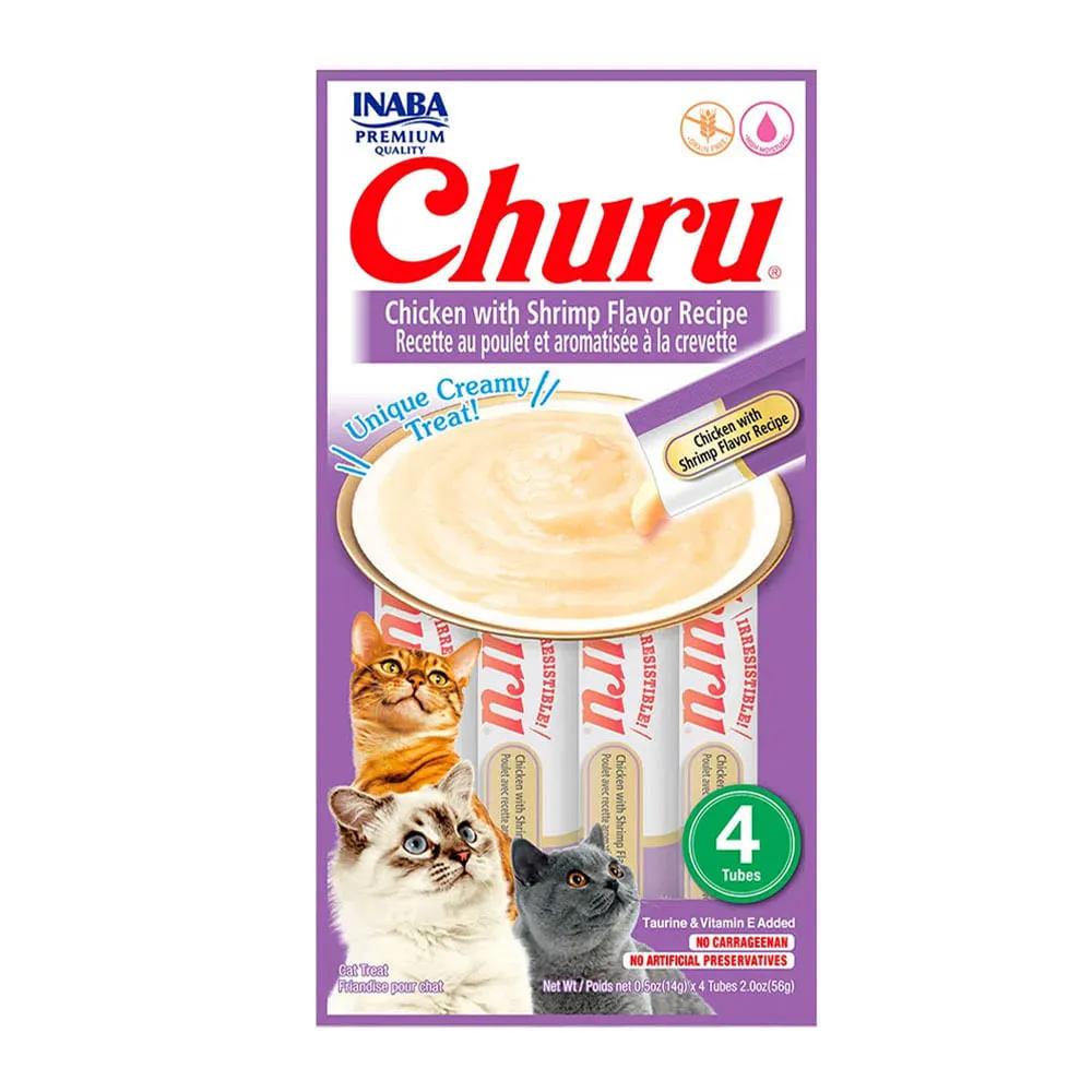 Churu Gatos Galinha e Camarão 56g